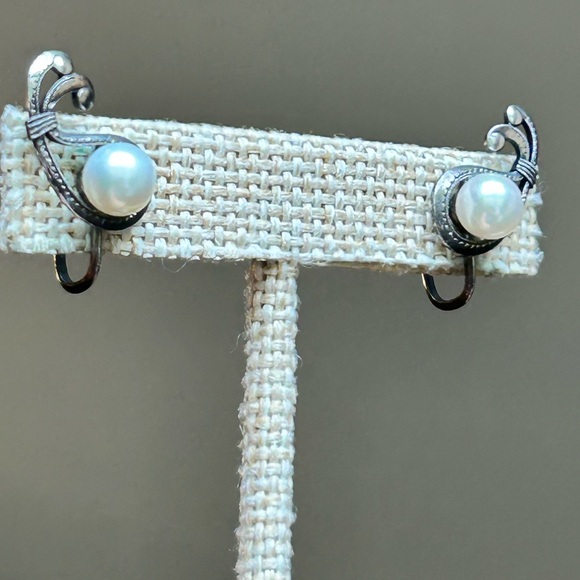 Vintage Mikimoto Akoya Pearl Screw-back Clip-On Earrings Sterling Silver 925 - Picture 7 of 10